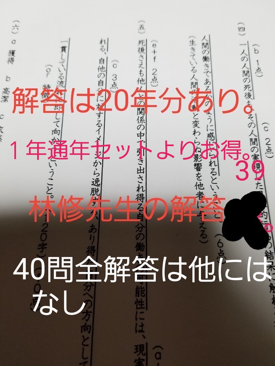 東大現代文 東進特進クラス林修先生の解答例+解き方プリントなどセット