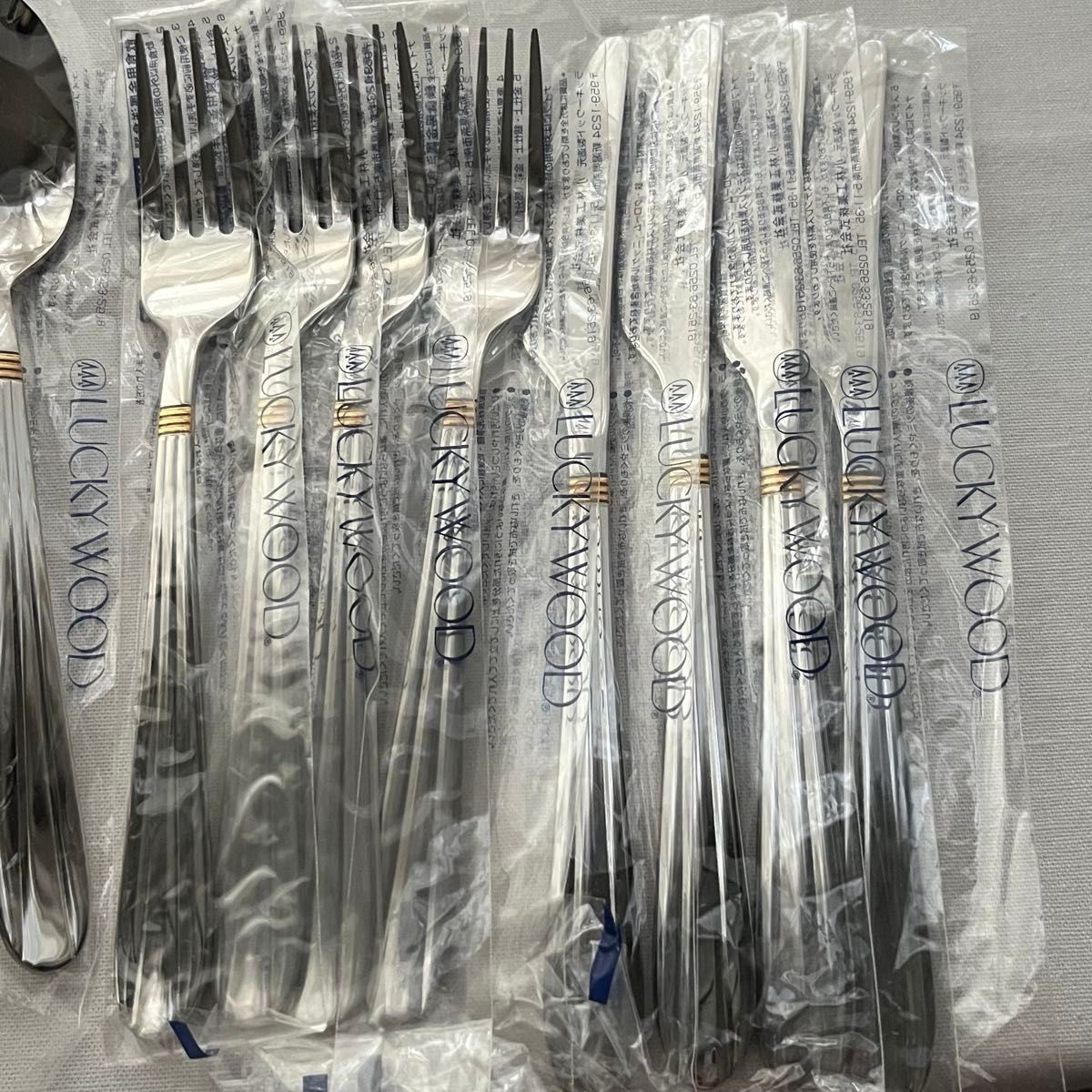 未使用品 ラッキーウッド サントラル金彩 ディナーカトラリーセット