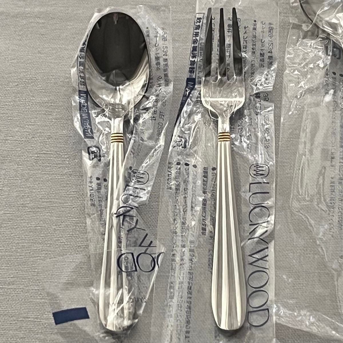 未使用品 ラッキーウッド サントラル金彩 ディナーカトラリーセット