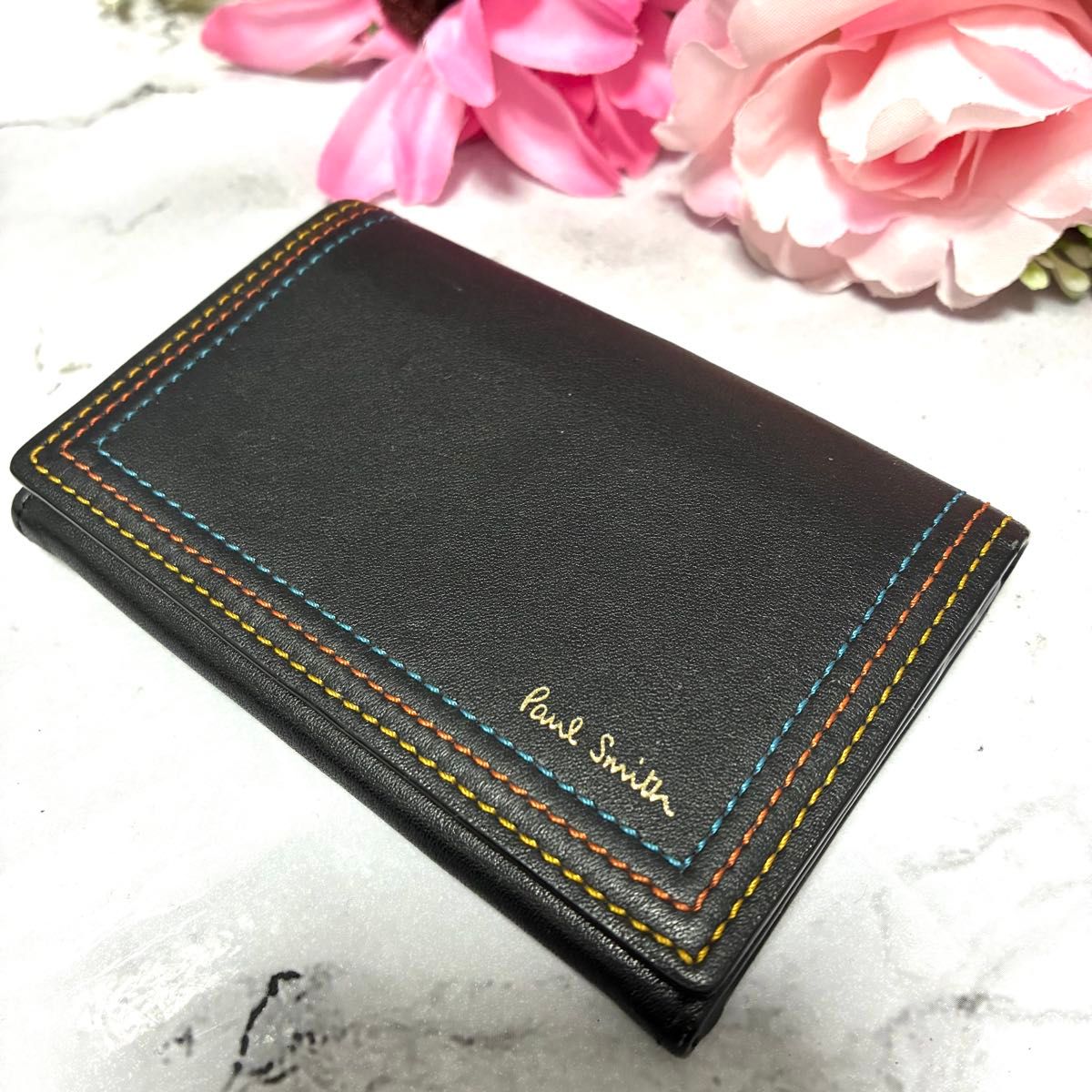 ほぼ未使用 ポールスミス 名刺入れ カードケース ブラック マルチ
