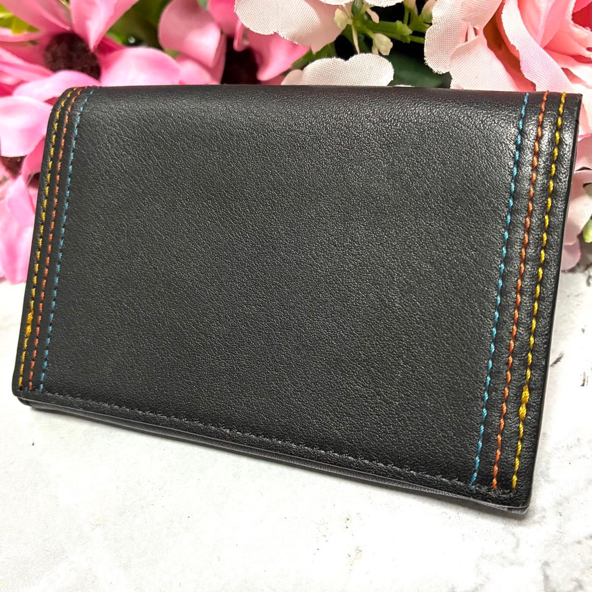 ほぼ未使用 ポールスミス 名刺入れ カードケース ブラック マルチ