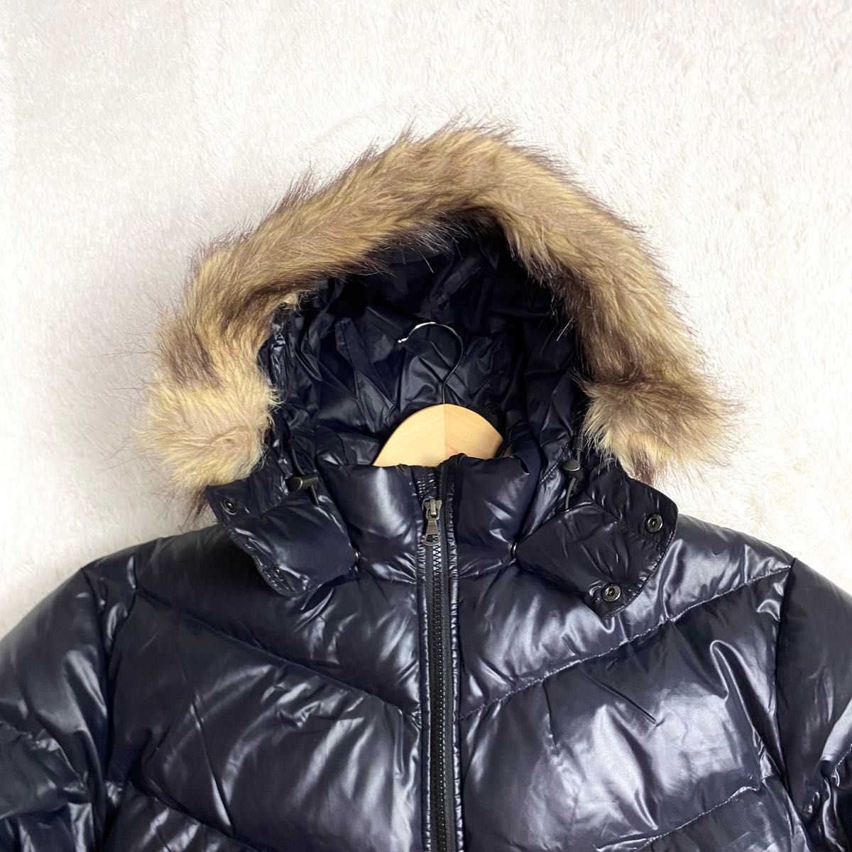 OLD UNIQLO fur down jacket 00s y2k 光沢 短丈 オールドユニクロ