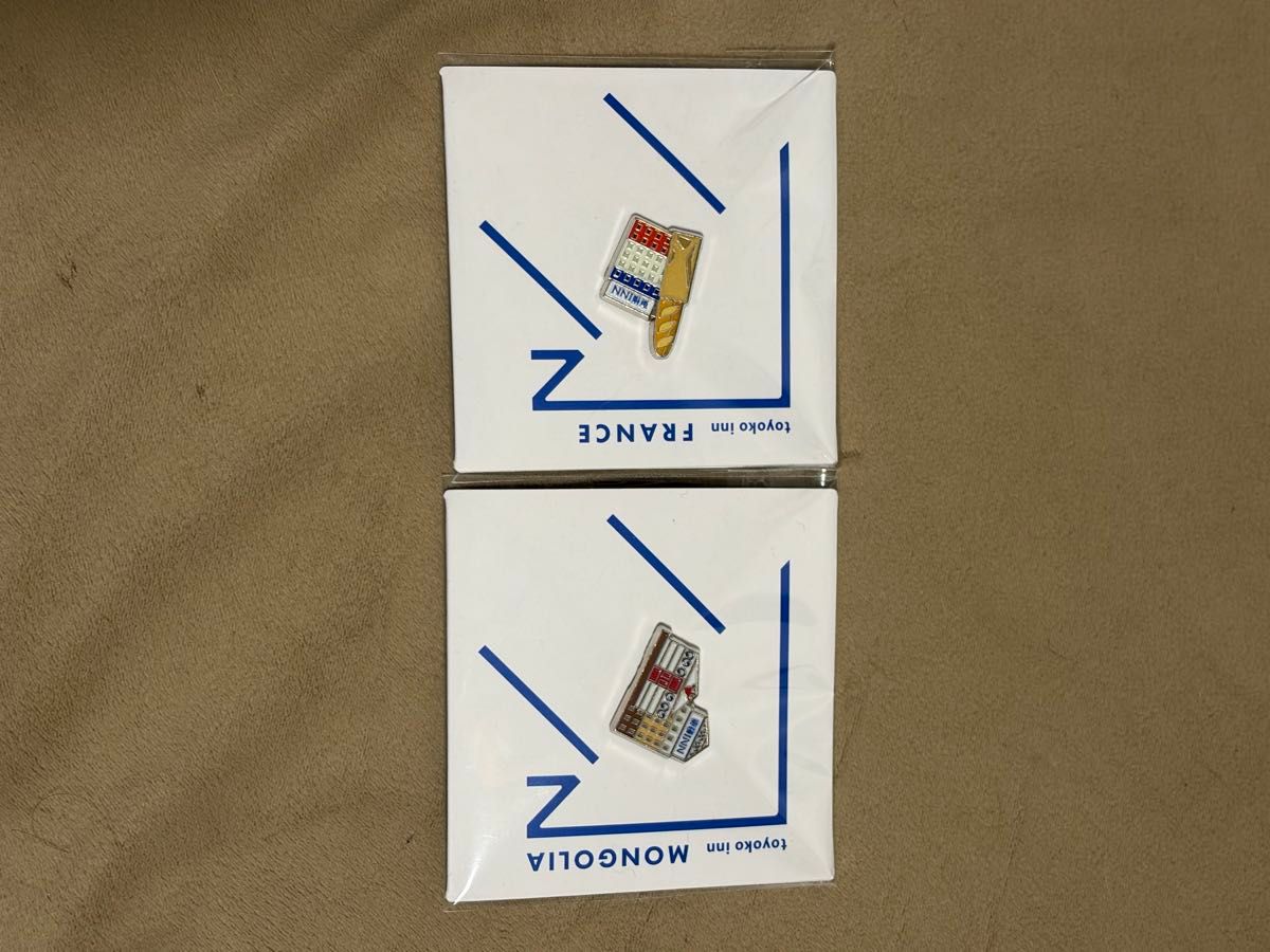 東横イン ピンバッジ 2点セット モンゴル フランス ご当地GENKIバッジ