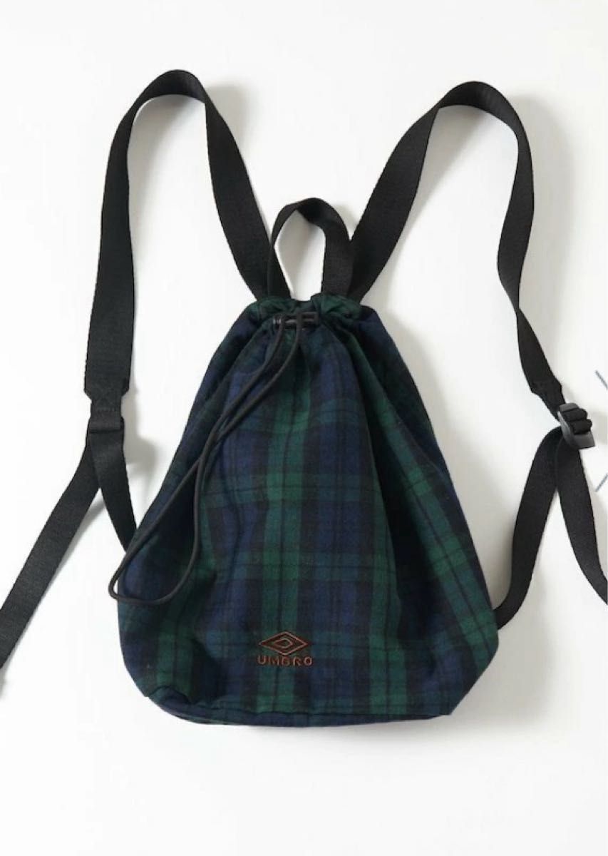 UMBRO アンブロ ナップサック 巾着リュック チェック柄 グリーン