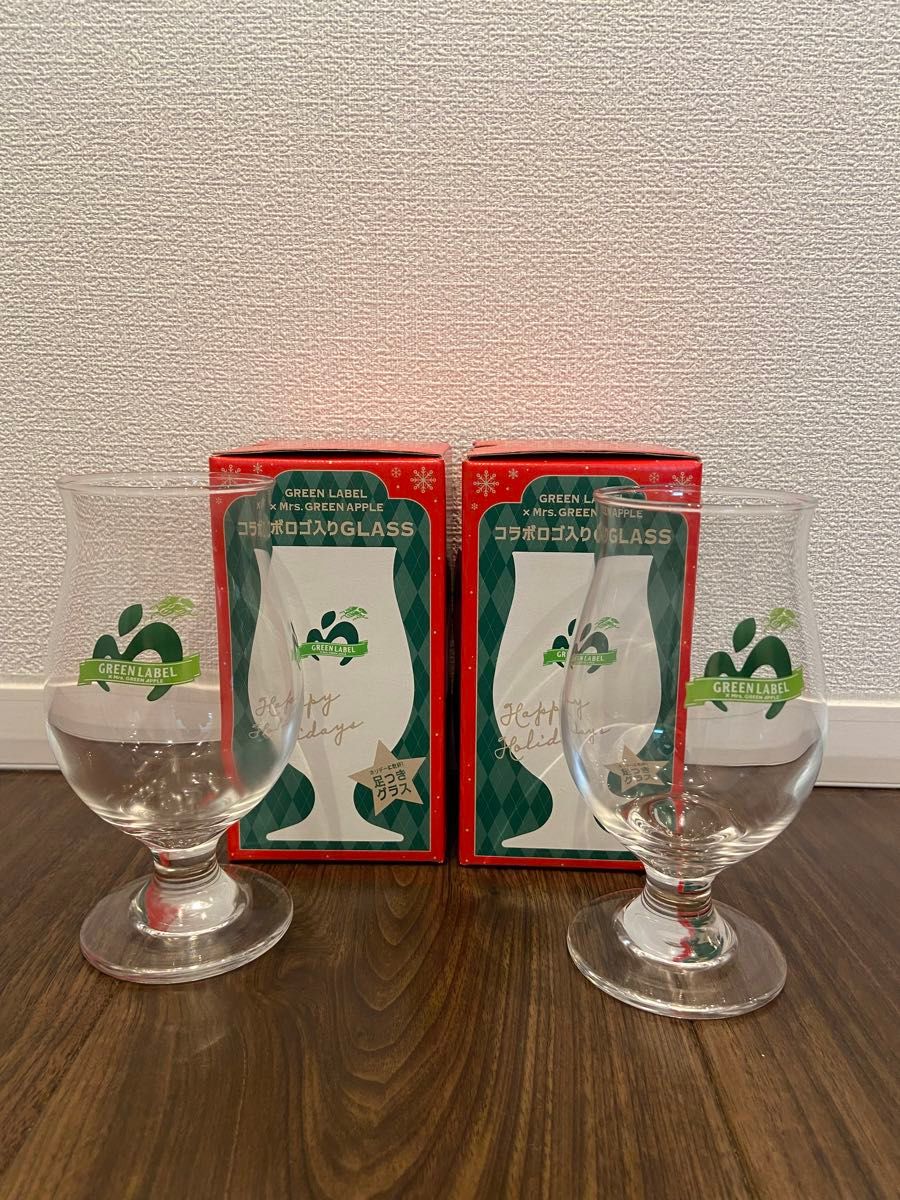 グリーンラベル ミセス Mrs GREEN APPLE 足つきグラス 淡麗 シール