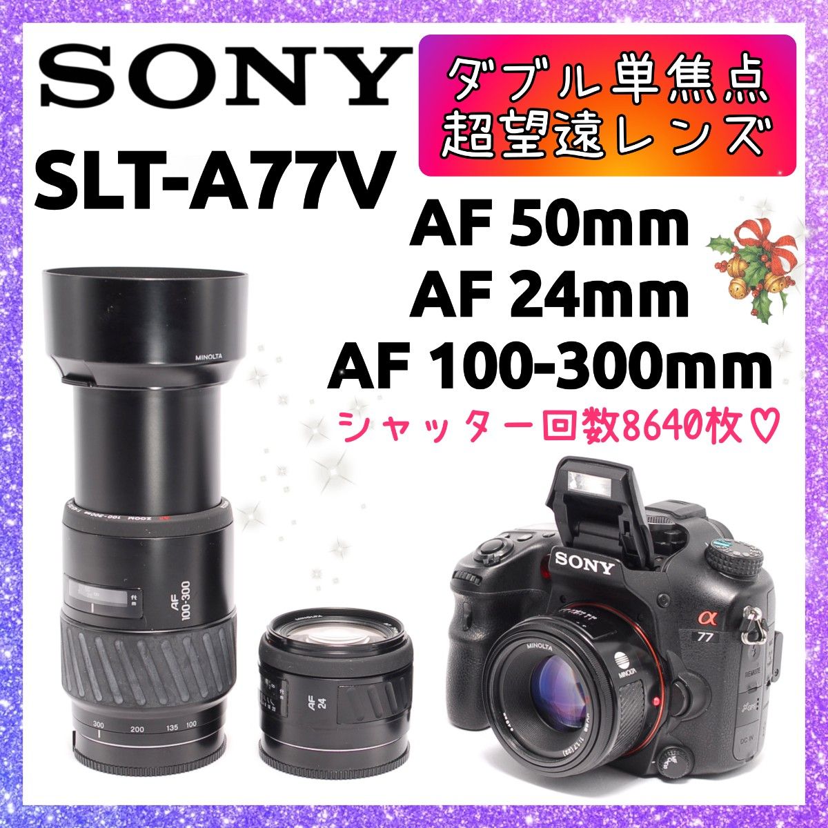 即購入1000円OFF ソニー SONY α77 ダブル単焦点 ＆ 超望遠レンズ