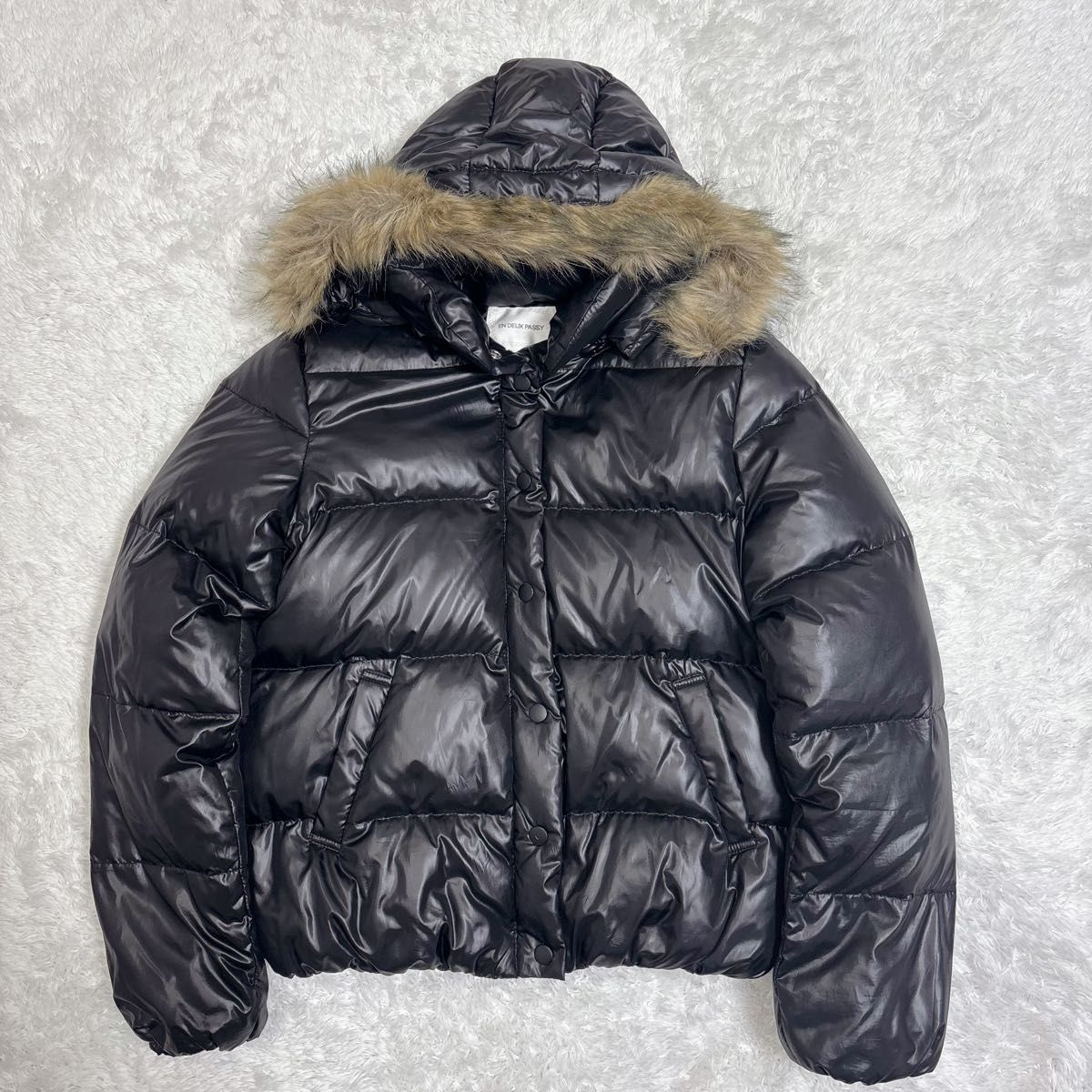 y2k archive ファー付きダウンジャケット 平成 ギャル 光沢 短丈