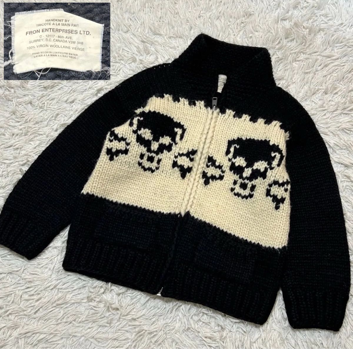 稀少 カウチン セーター スカル カナダ製 カウチンニット ジップアップ