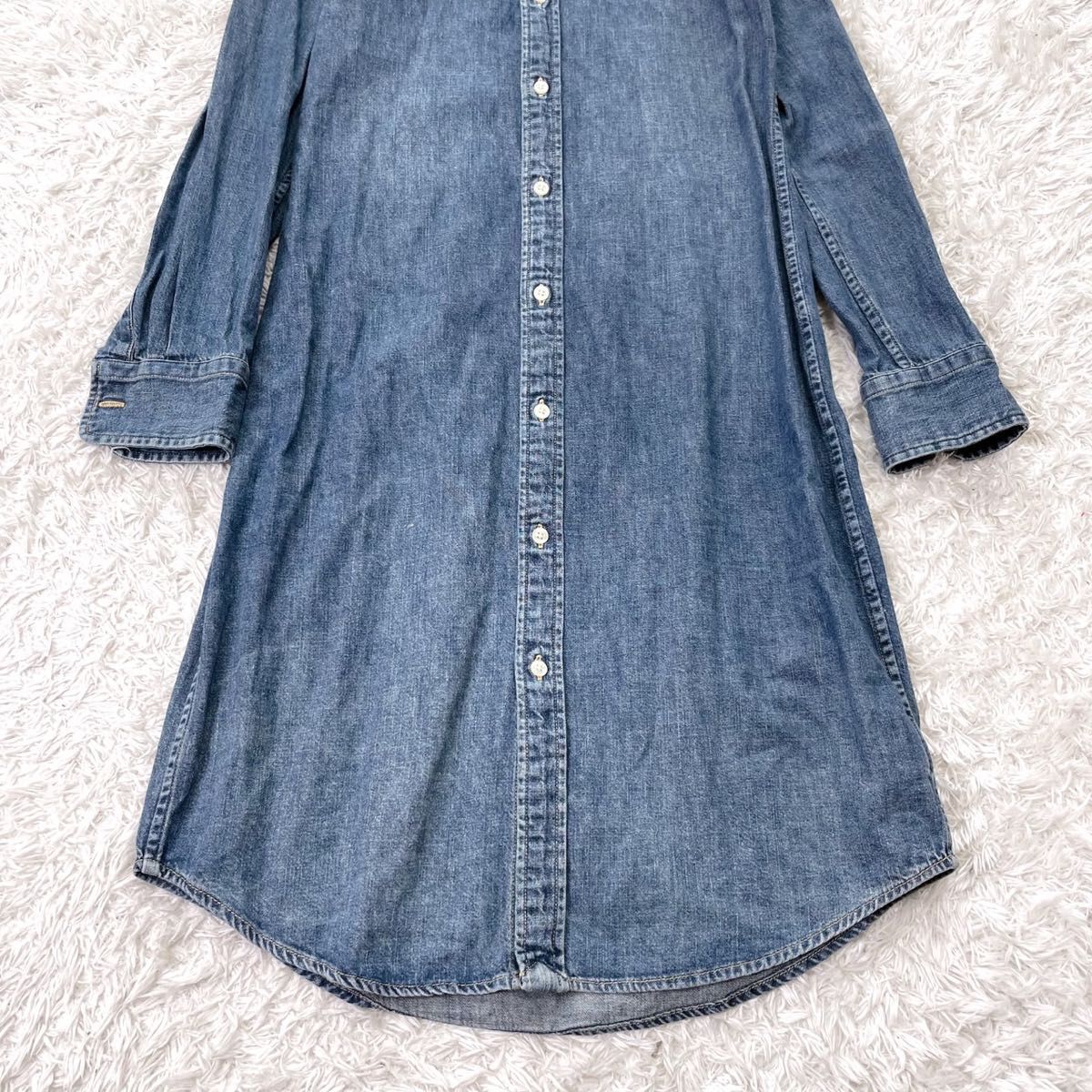 ラルフローレン ポロ ポニー 刺繍 デニム ロング ワンピース 長袖 XS