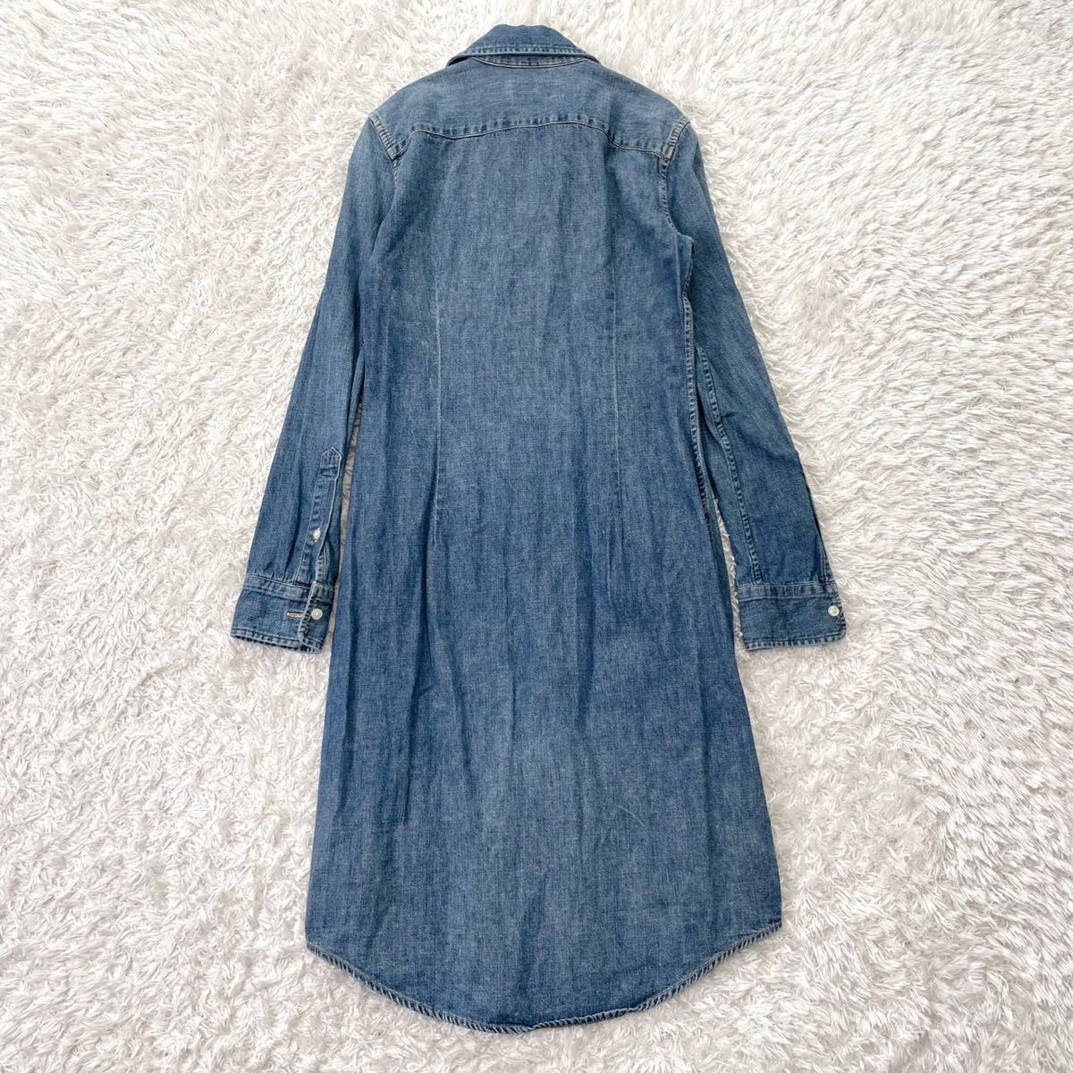 ラルフローレン ポロ ポニー 刺繍 デニム ロング ワンピース 長袖 XS