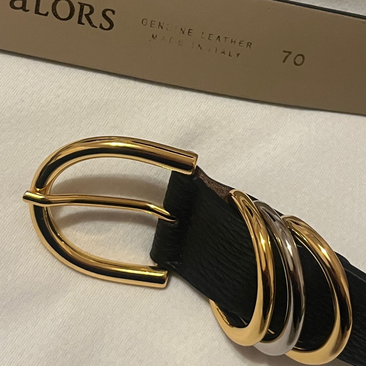 aLORS paris ベルト 70 アローパリ Cintura Anello di enigma 黒牛革