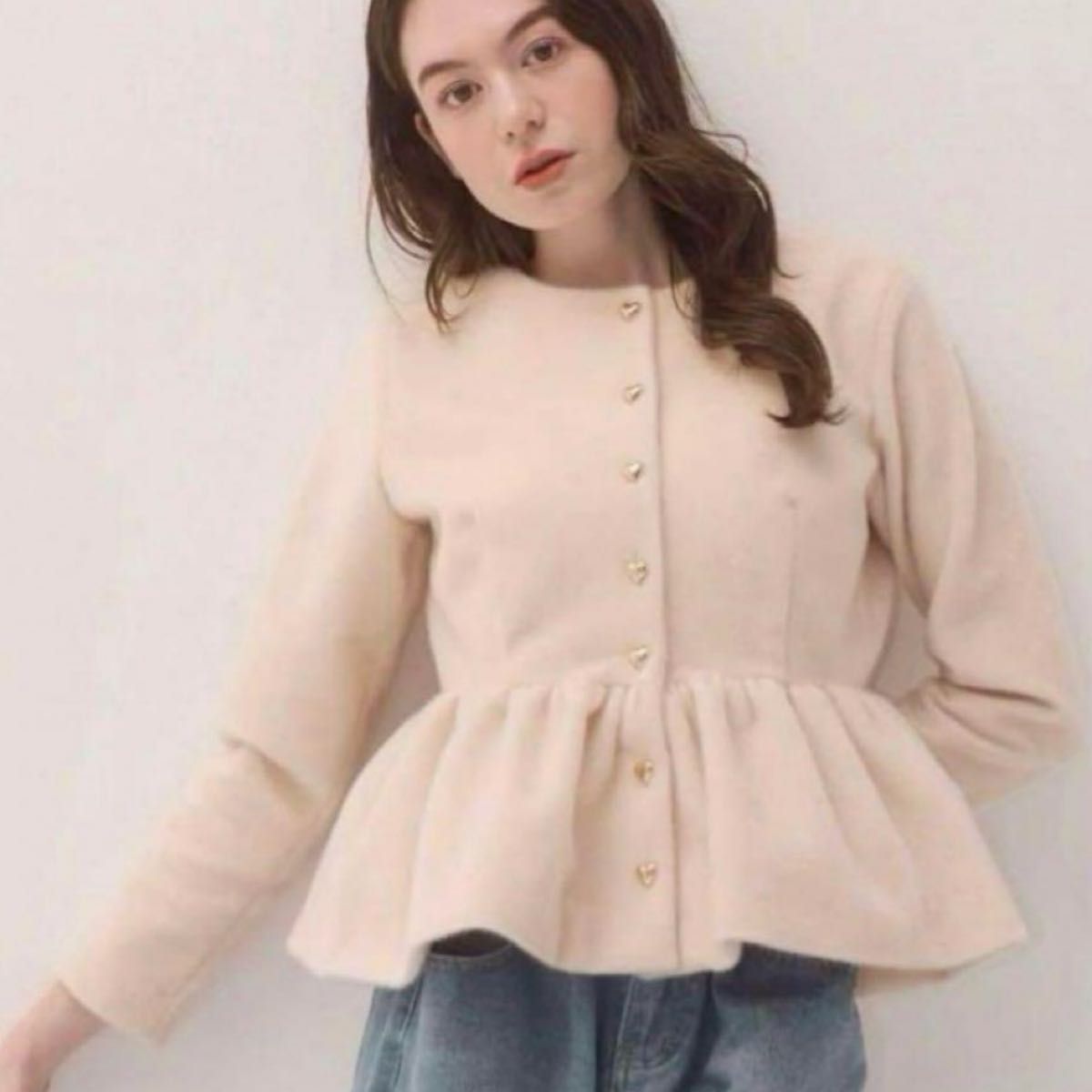 muguet heart button peplum tops ピンク ペプラム｜Yahoo!フリマ（旧