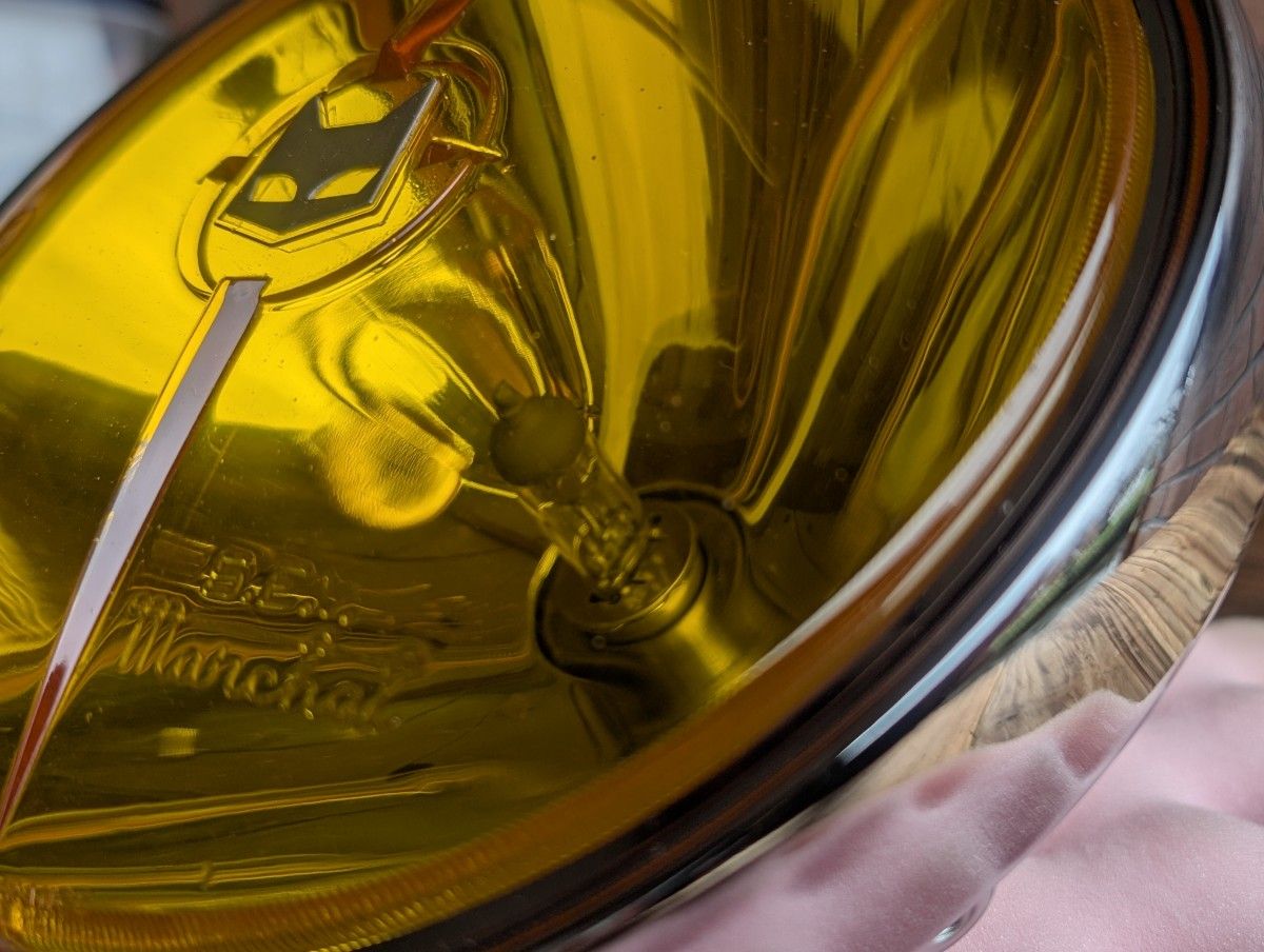 マーシャル 722 ヘッドライト イエローレンズ 金猫 リム付き キャッツ