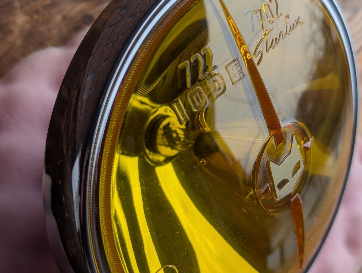 マーシャル 722 ヘッドライト イエローレンズ 金猫 リム付き キャッツ