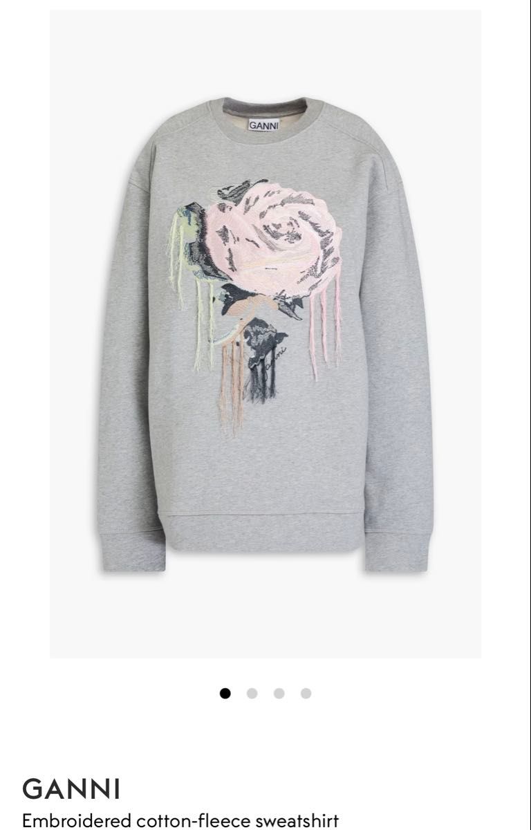 新品タグ付き】Ganni バラ刺繍 グレー スウェット 新品タグ付き】Ganni