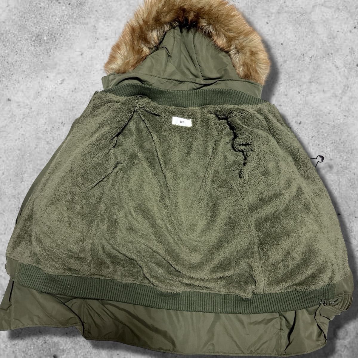 SLY ミリタリーモッズコート ボアライナーフード カーキ 鬼ファー 平成