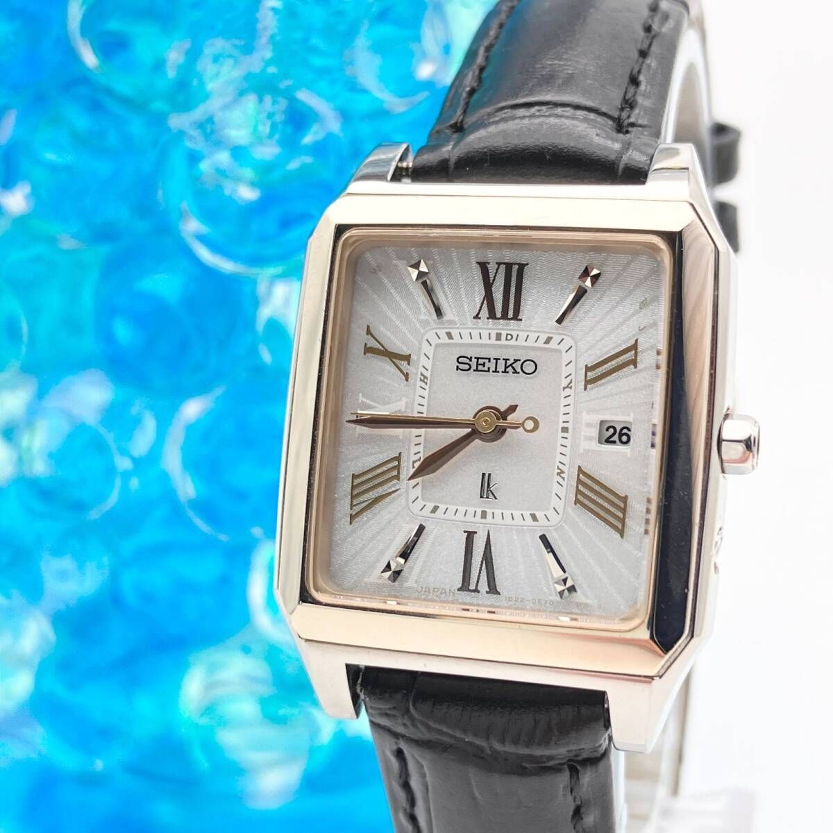 セイコー ルキア 電波ソーラー 1B22-0CF0 スクエア 腕時計 レディース