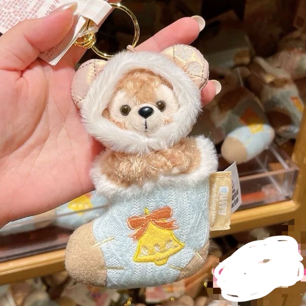 上海ディズニー クリスマス ダッフィー靴下ぬいぐるみキーチェーン