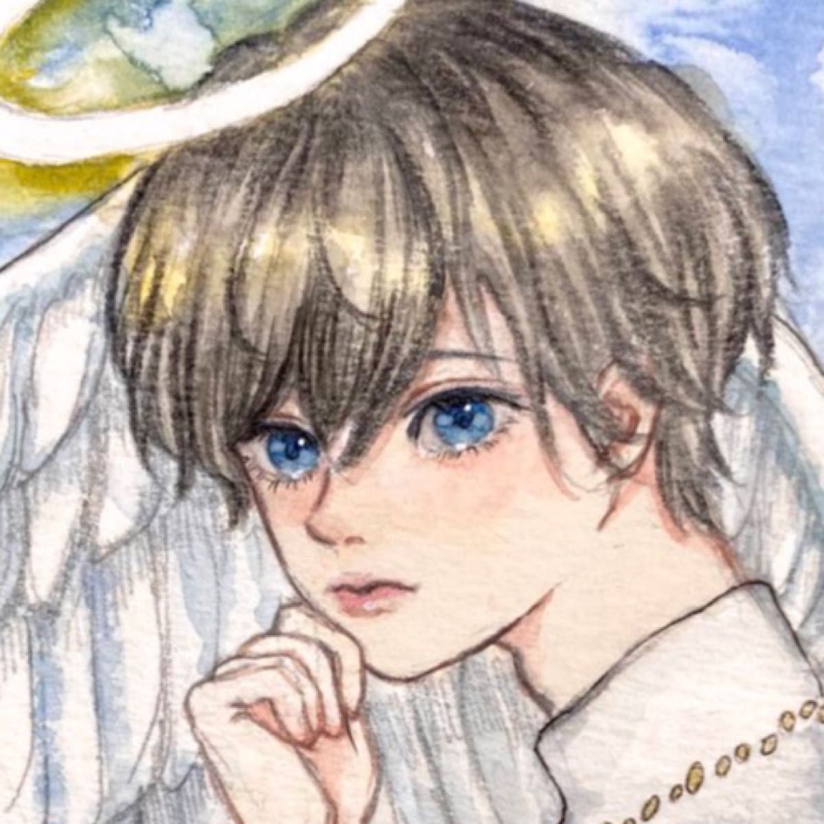 オリジナル 手描きイラスト 原画 水彩 創作 アナログイラスト 天使