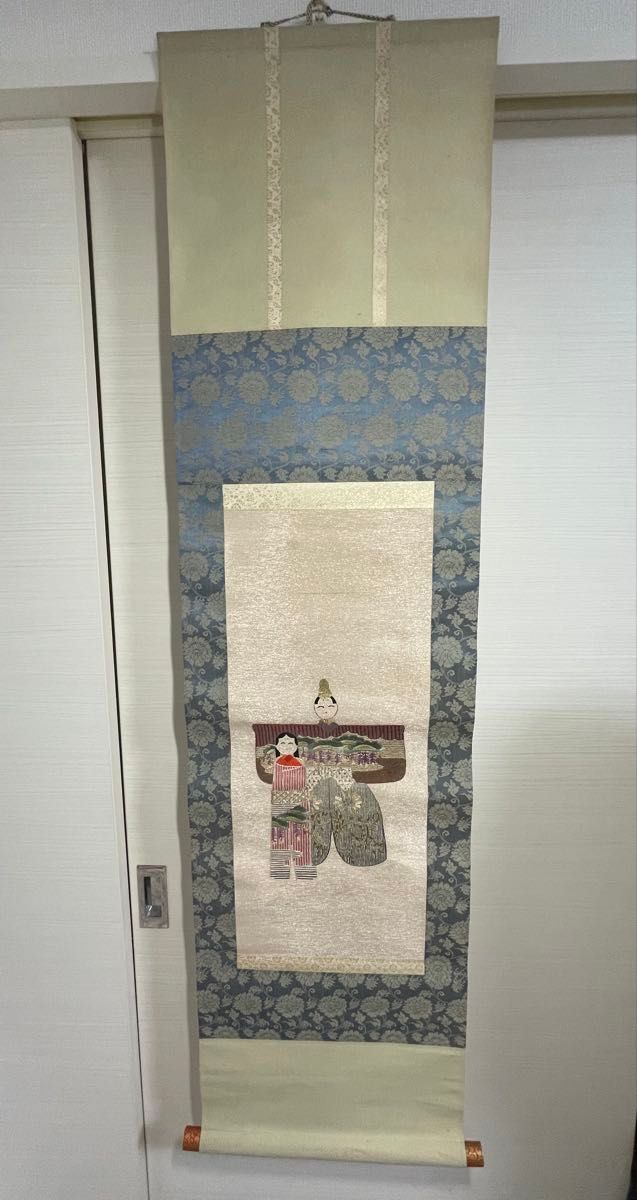 戸塚刺繍 掛け軸 ひな人形 雛人形 アンティーク 刺繍 立雛 お雛様