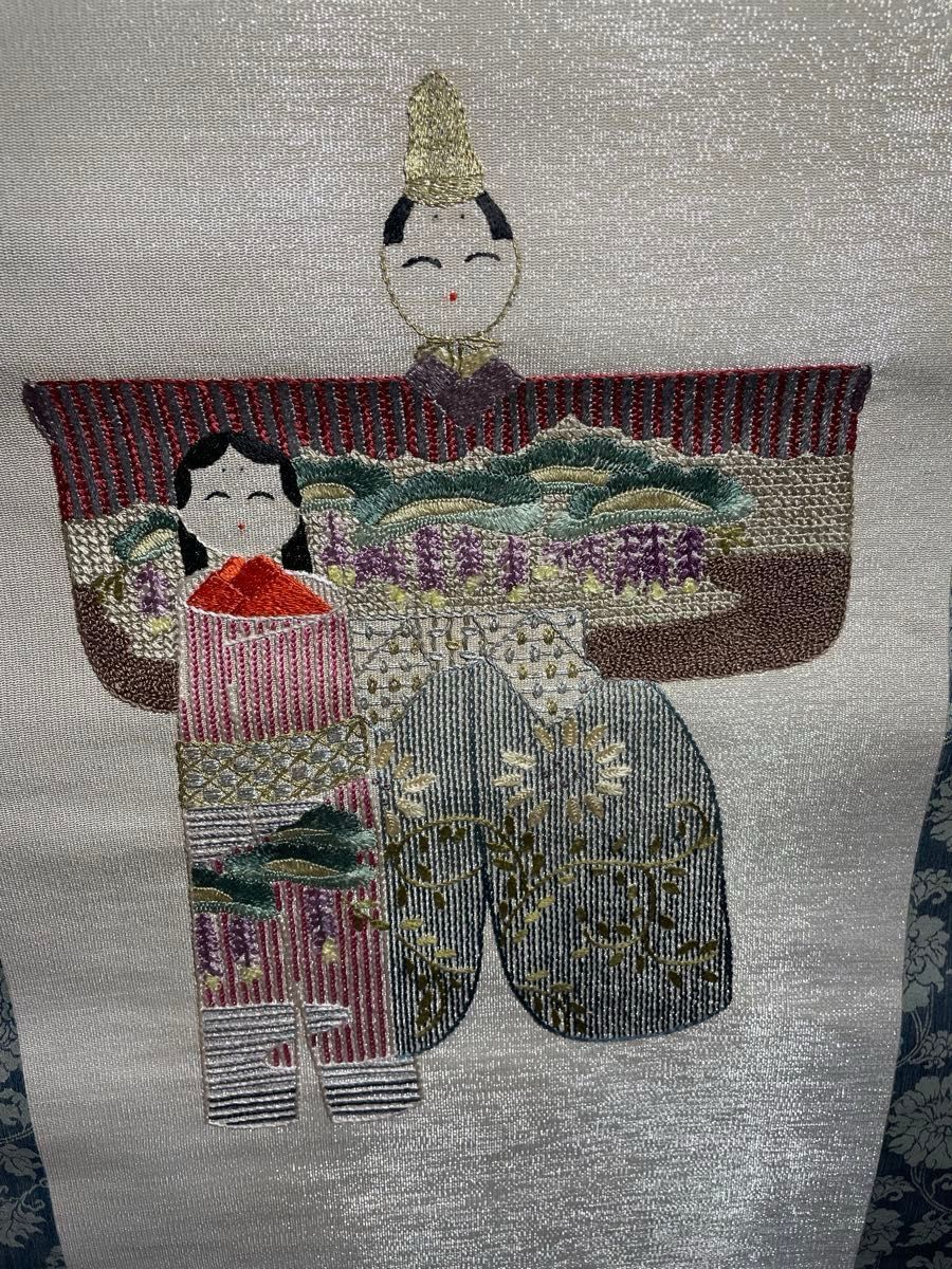 戸塚刺繍 掛け軸 ひな人形 雛人形 アンティーク 刺繍 立雛 お雛様