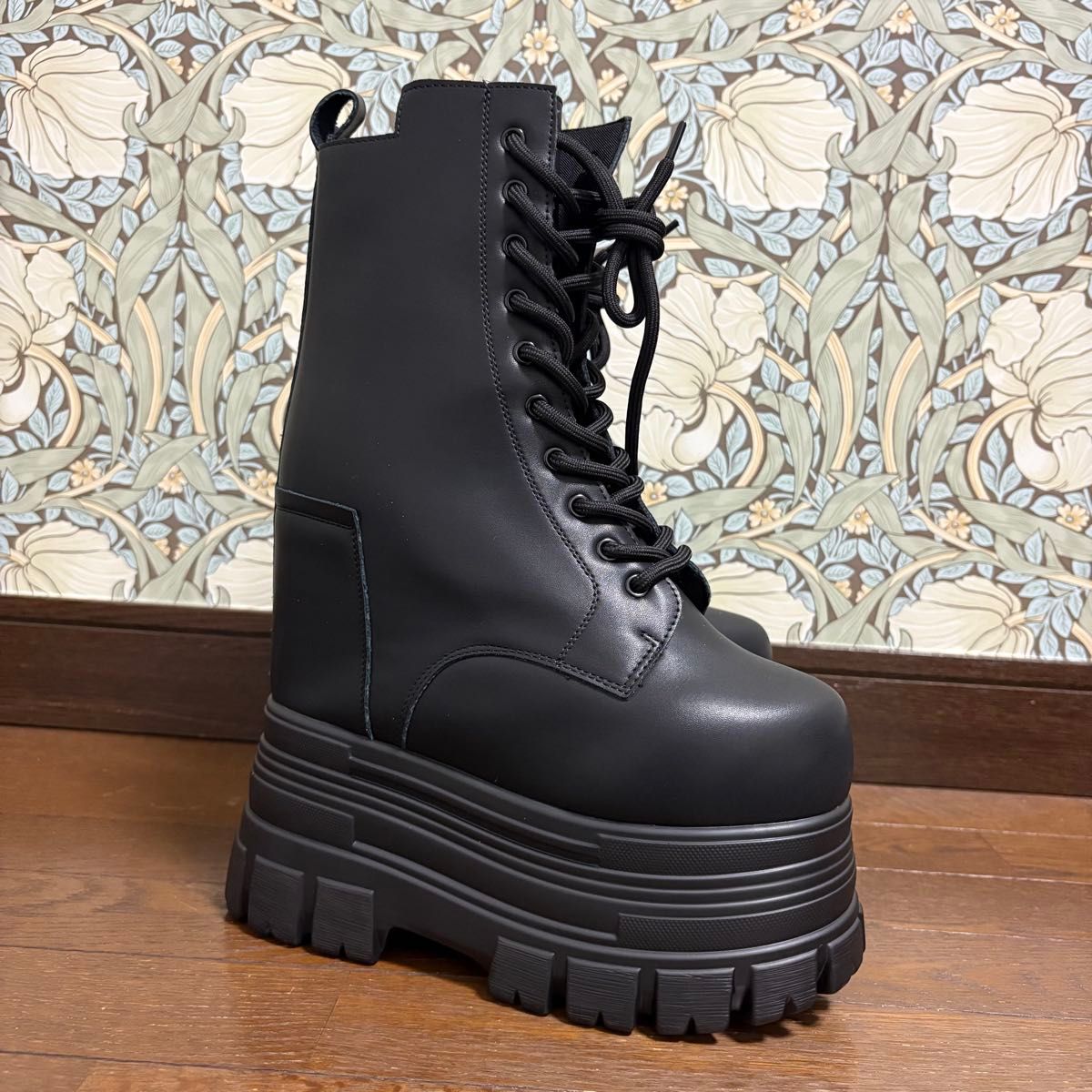 シークレットブーツ Mサイズ 22cm盛り ブーツ ブラック 厚底 黒 サイド