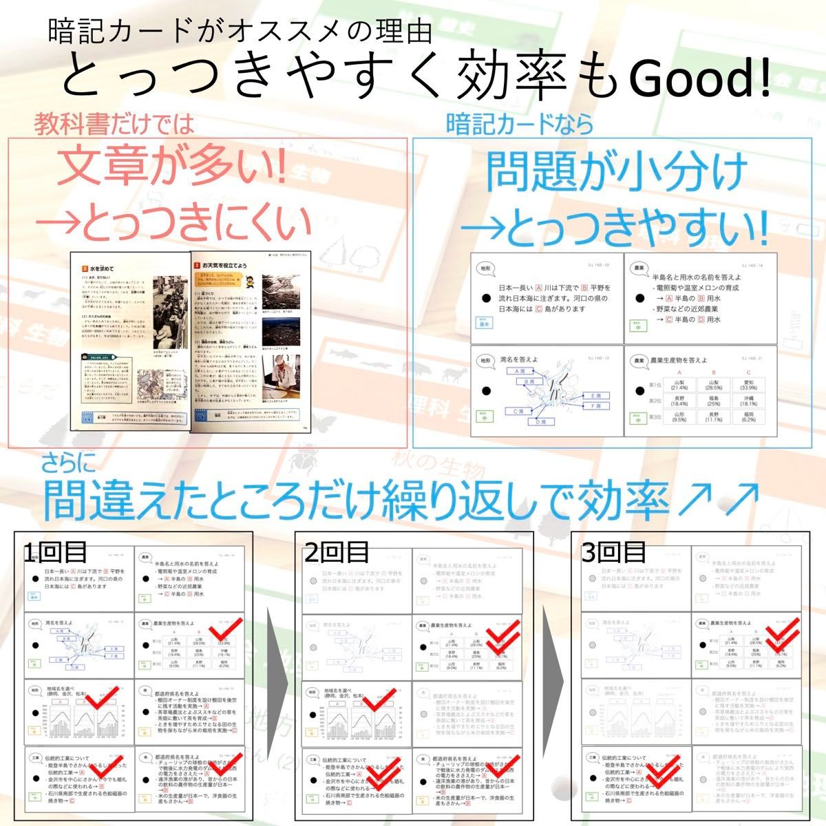 中学受験 暗記カード【5年下 理社国16-18回】 予習シリーズ 組み分け