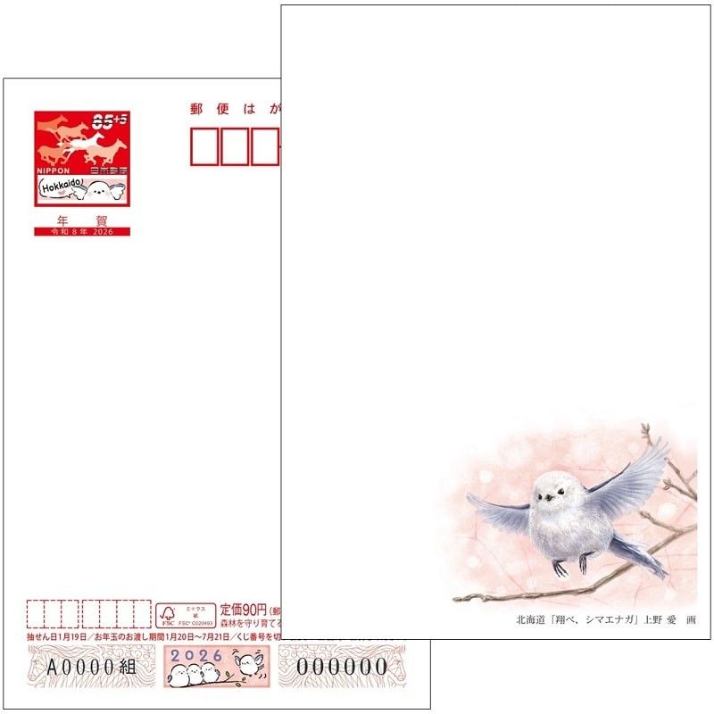 年賀はがき シマエナガ 北海道限定 寄付金付 年賀状 2026年 50枚
