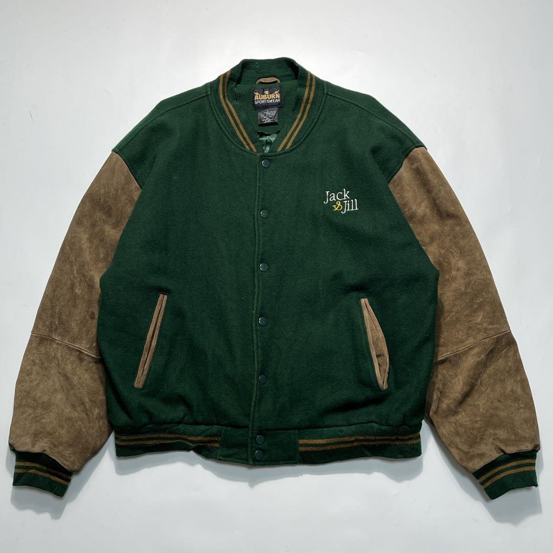 90's〜 AUBURN 袖スエード スタジャン バーシティジャケット L