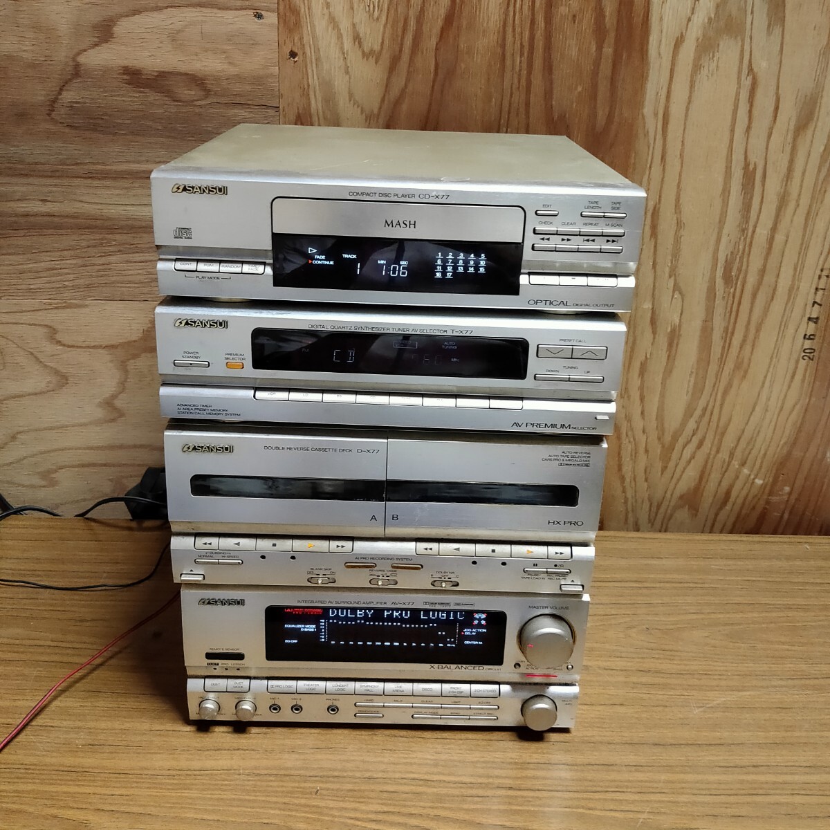 送料無料(2181)SANSUI サンスイ システムコンポ AV-X77/T-X77/D-X77/CD