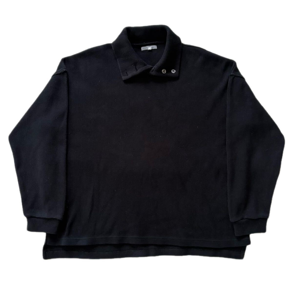 80s Emporio Armani cotton Knit BLACK polo shirt 80年代 エンポリオ