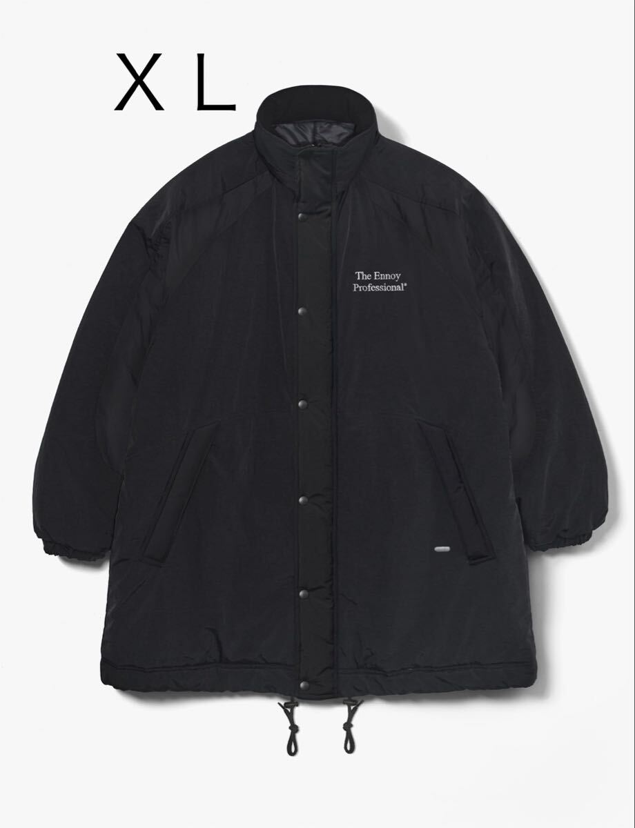 Ennoy PADDED NYLON BENCH COAT (BLACK/WHITE) XL ベンチコート