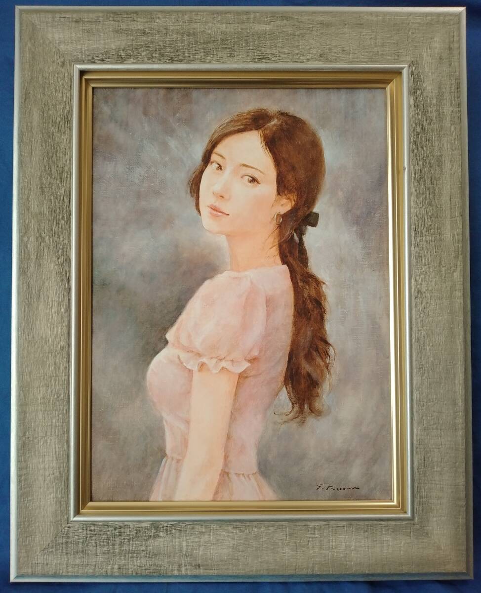 黒川達也 真作「カメリア」油彩F4 師・宮永岳彦(人物画)｜売買された