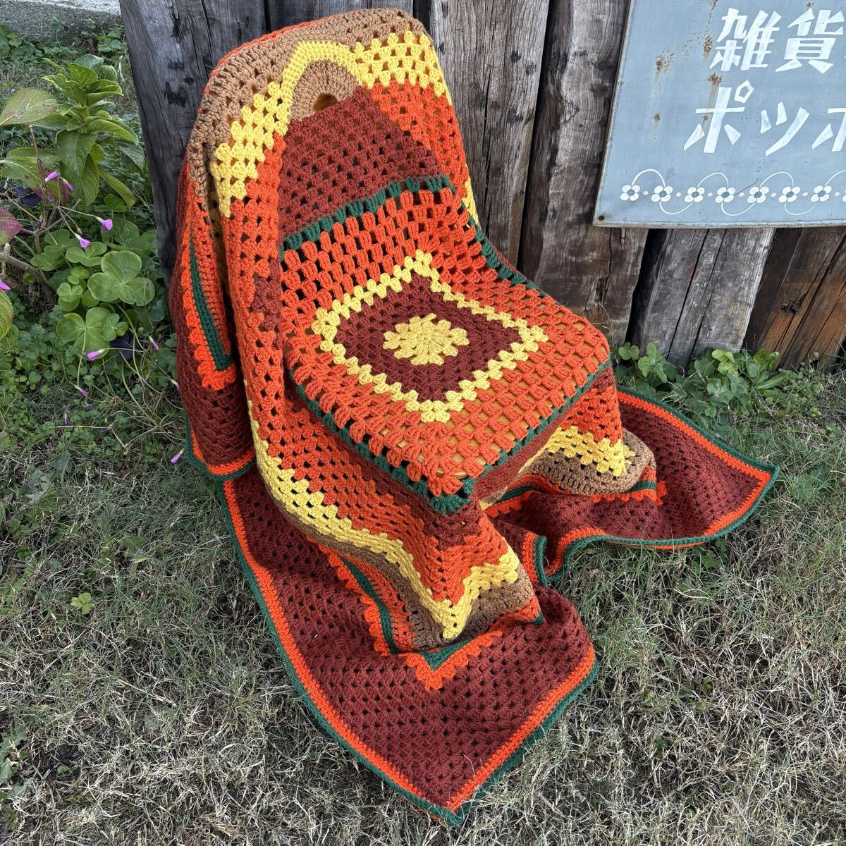 USA vintage】granny blanket グラニーブランケット グラニースクエア