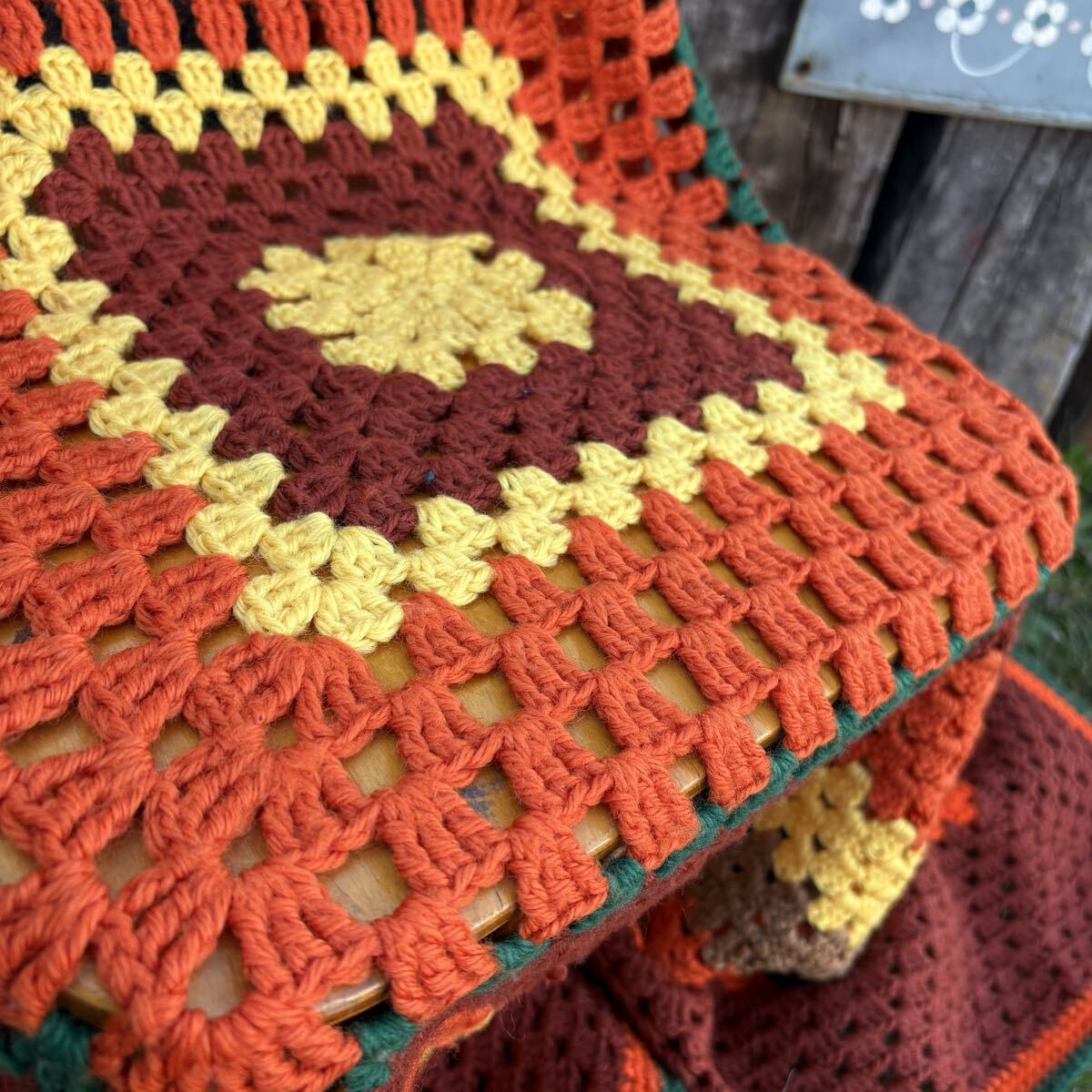 USA vintage】granny blanket グラニーブランケット グラニースクエア