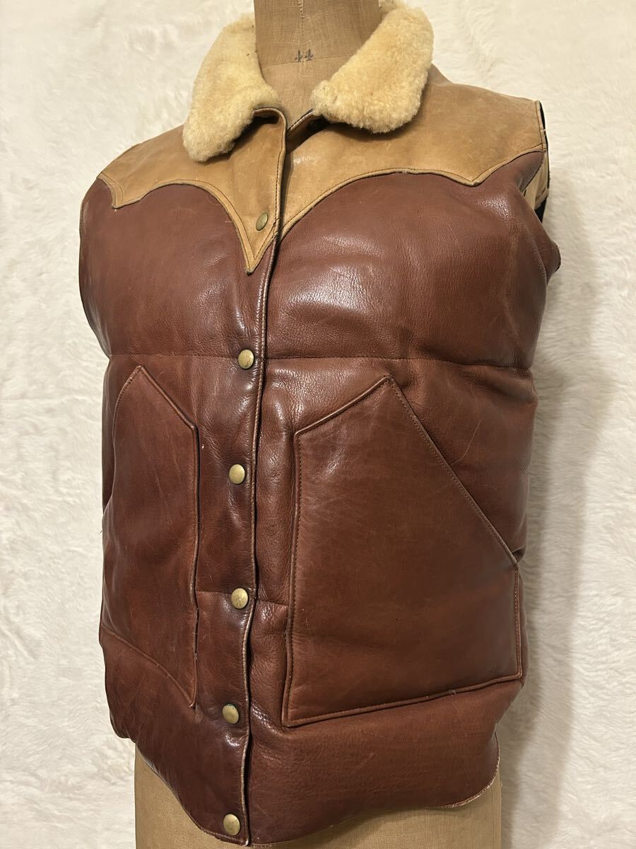 70s ロッキーマウンテン オールレザー ダウンベスト ヴィンテージ