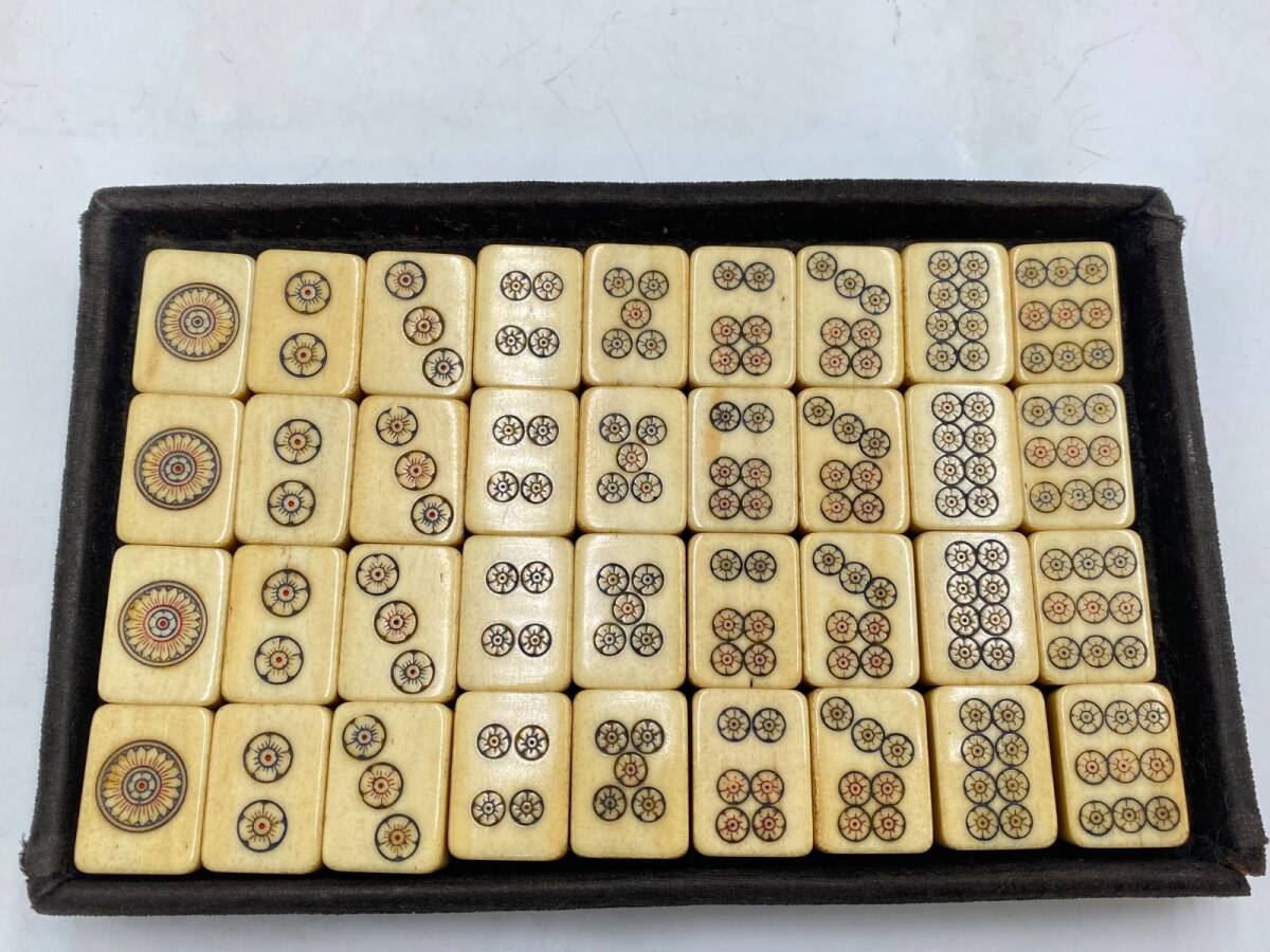 中国美術 麻雀セット 背竹牌 骨牌 麻雀牌 箱付 時代 革箱付｜Yahoo