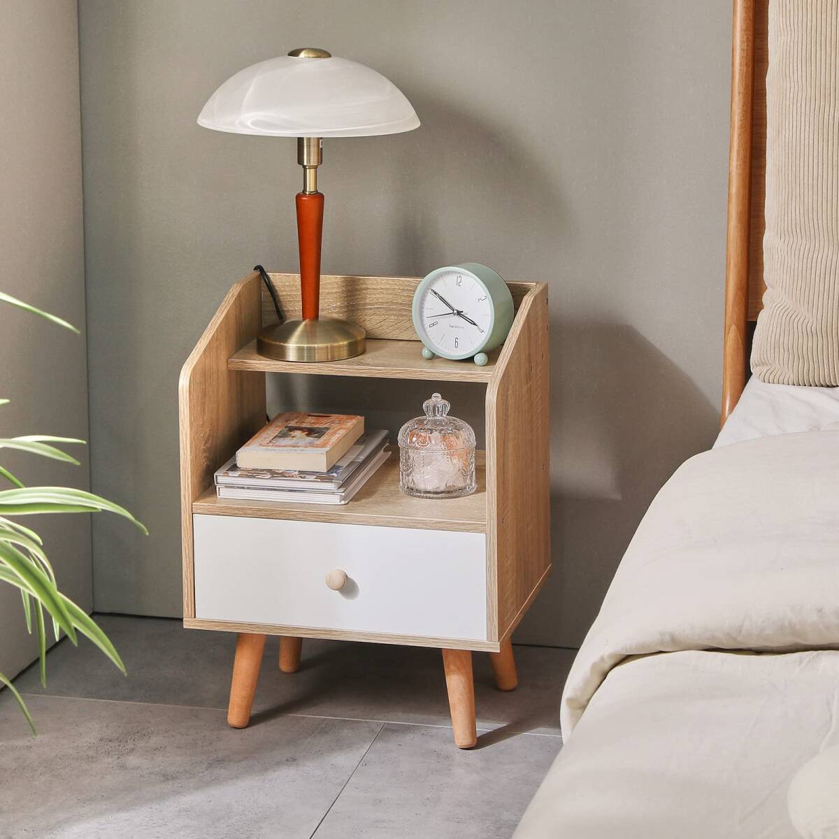 ベッド周り収納 引出し 多機能 サイドテーブル 北欧 ナイト ☆サイド