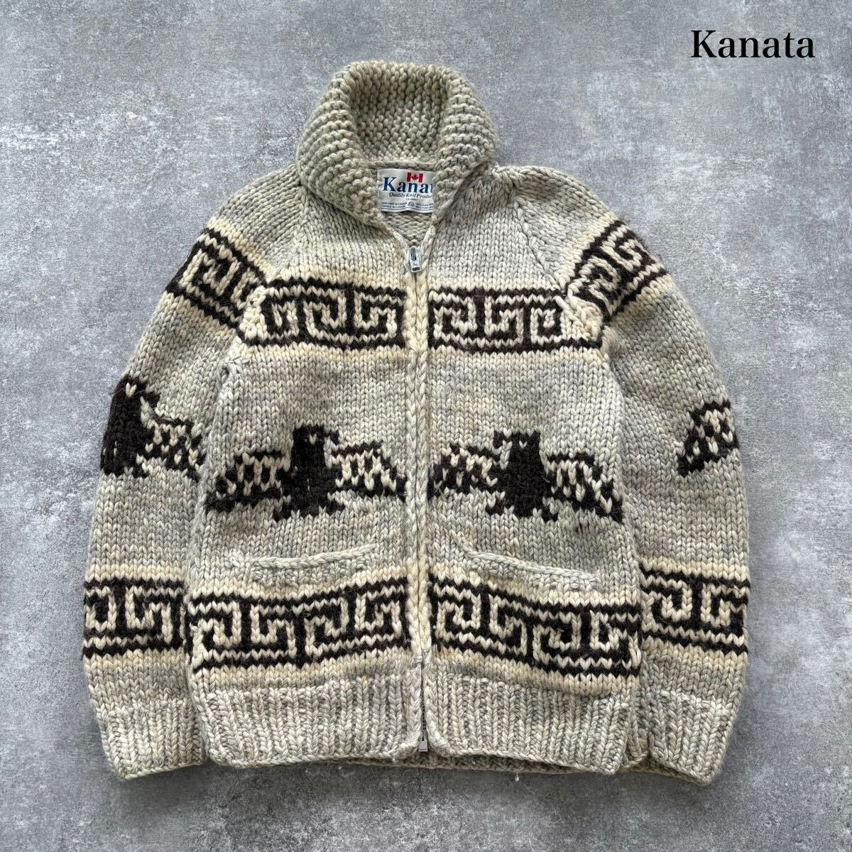KANATA】 カナタ サンダーバード カウチンニットセーター カナダ製