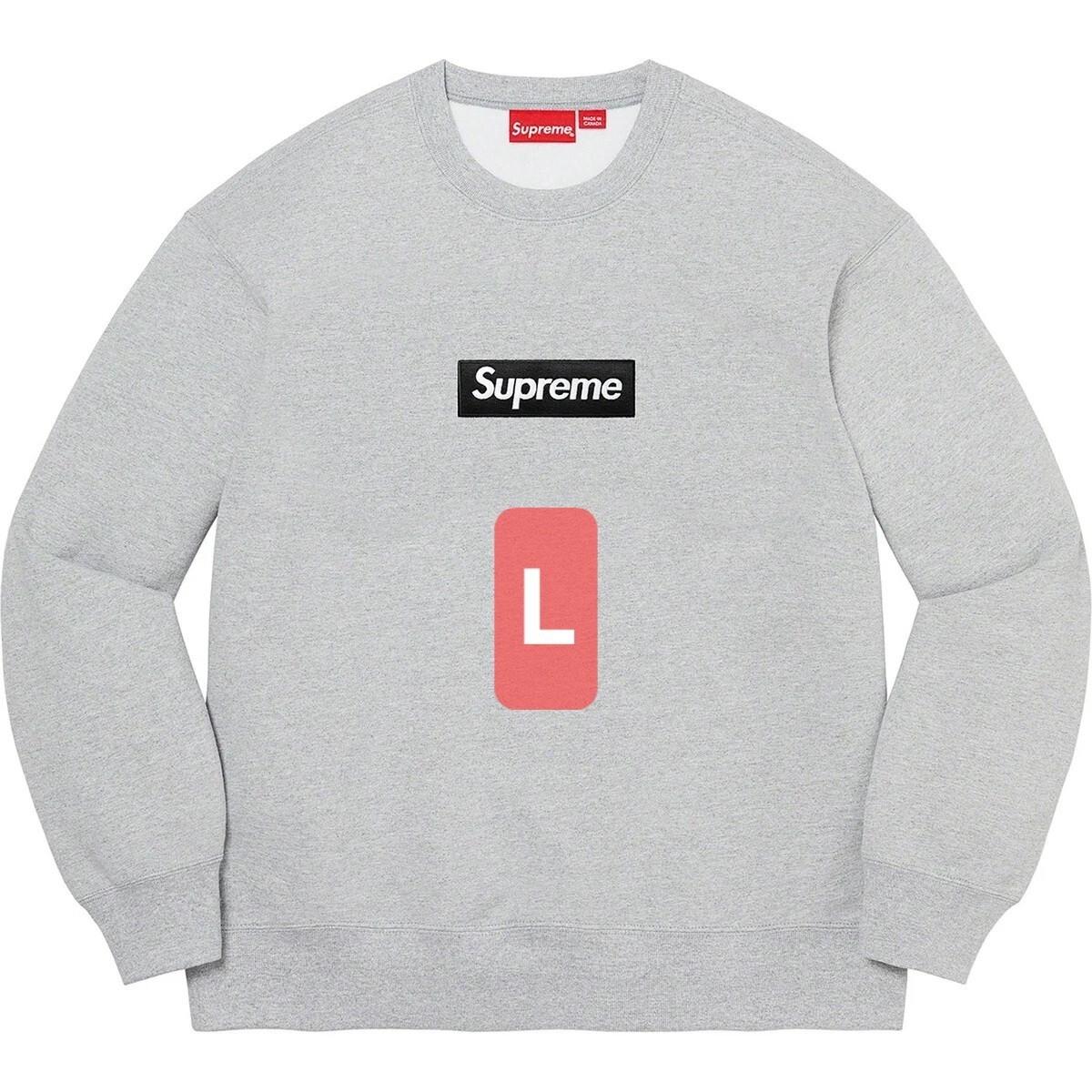 Supreme Box Logo Crewneck Heather Grey Large コレクション L 22FW