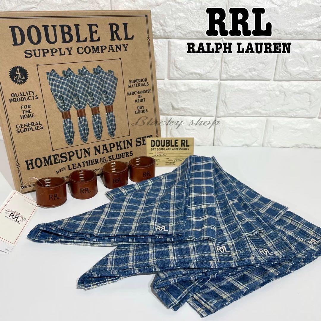 RRL ラルフローレン チェックド ナプキン セット ウィズ レザー
