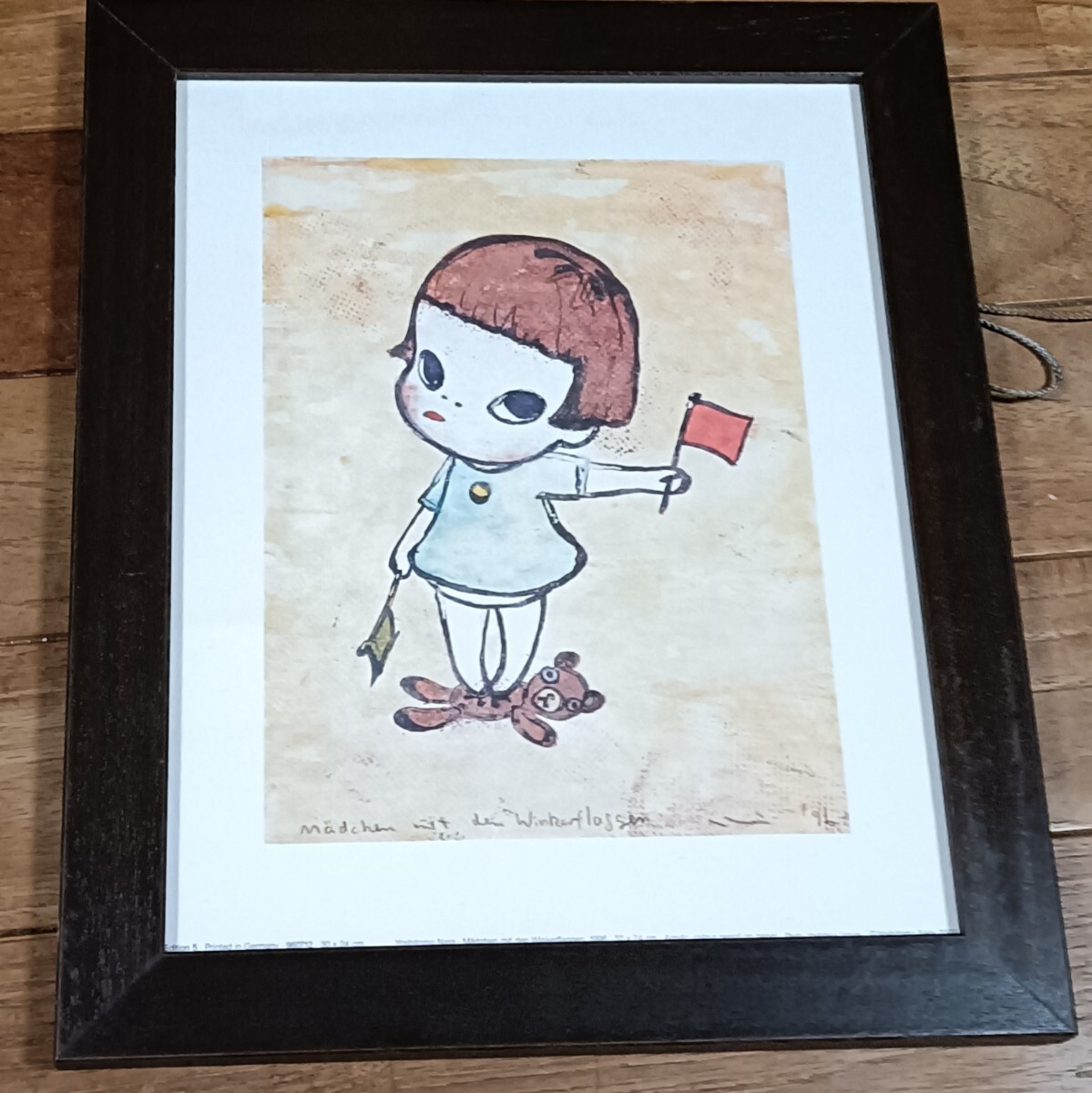 絶版 極美品 奈良美智 ポスター『手旗信号』 ドイツ製 額装品 絶版 極美