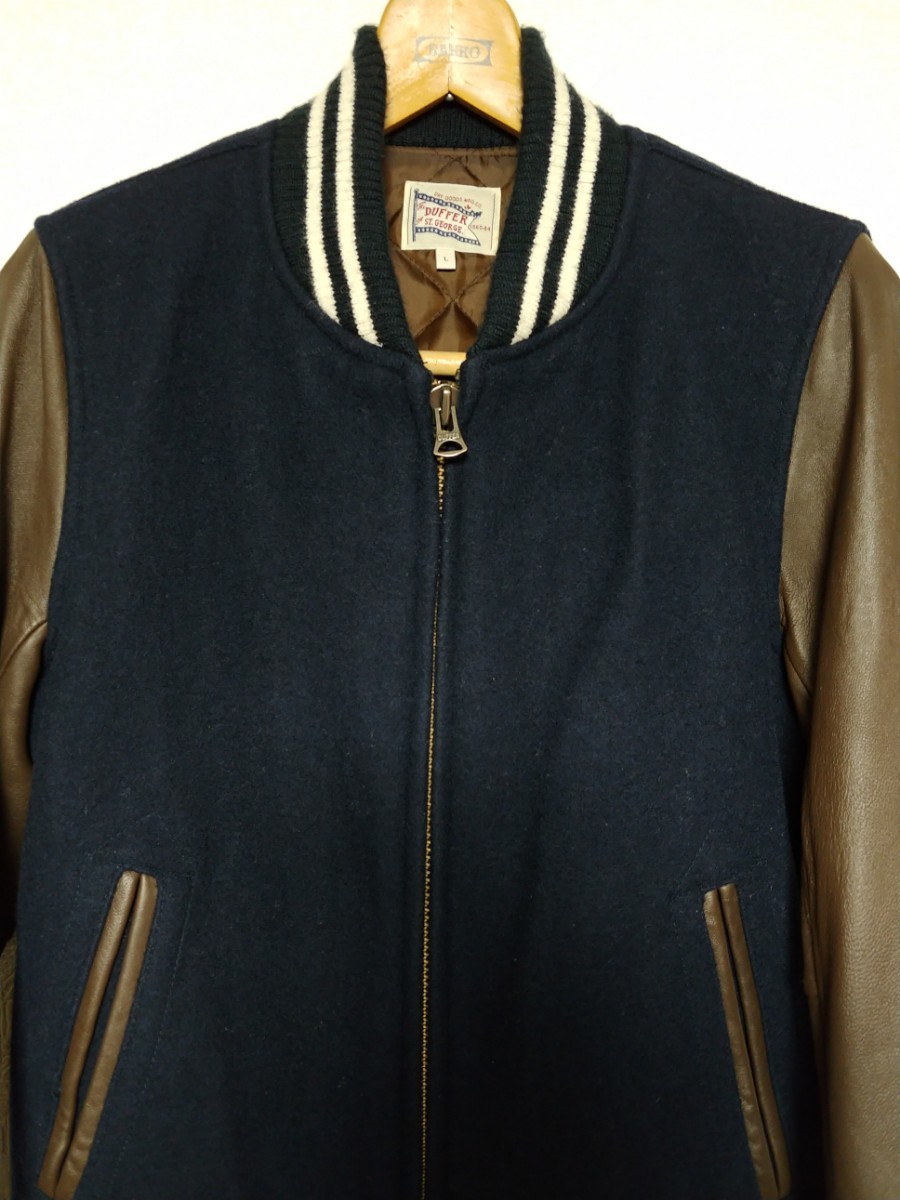 美品 The DUFFER of ST GEORGE メルトン 袖レザー 切替 スタジャン