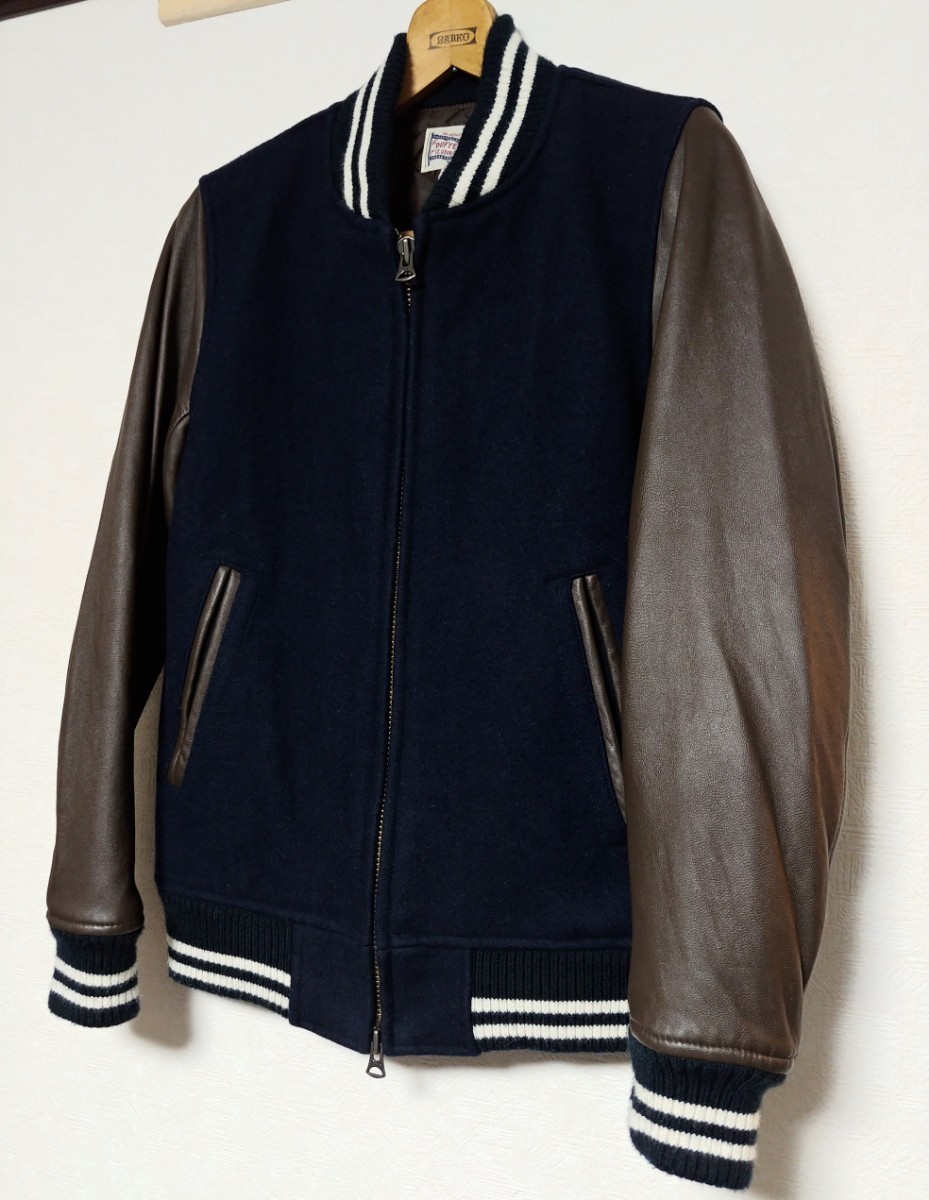 美品 The DUFFER of ST GEORGE メルトン 袖レザー 切替 スタジャン