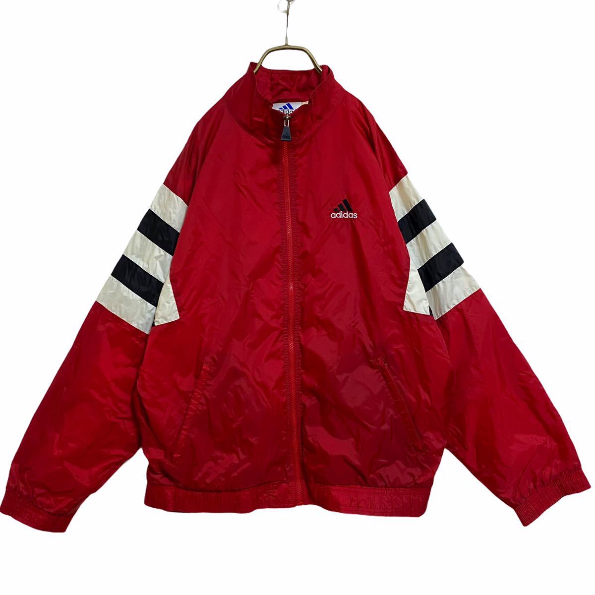 90s】アディダス 刺繍 ロゴ ナイロンジャケット メンズ 万国旗タグ