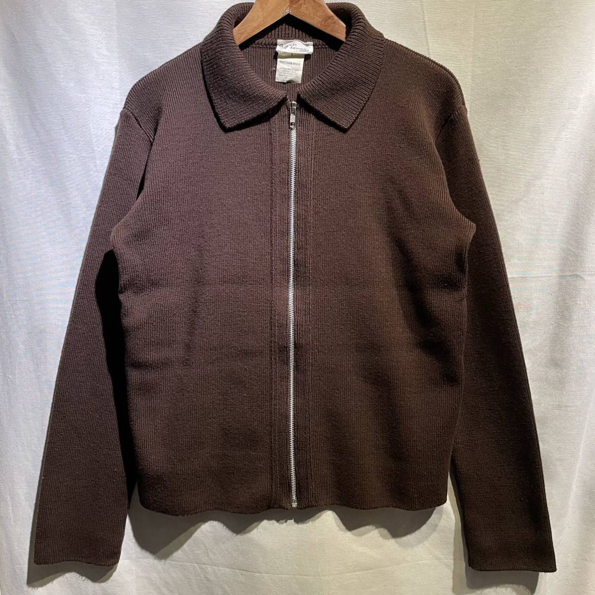 名作】80s agnes b homme フランス製 丸襟ジップアップニット 白タグ