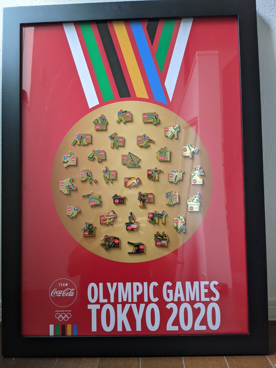 コカ・コーラ 東京オリンピック競技種目別ピンバッジ 額縁入り 記念品