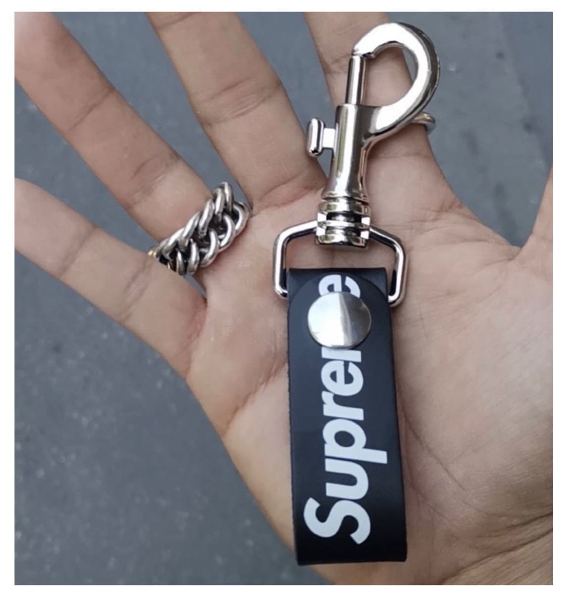 Supreme Leather Key Loop 21SS ブラック シュプリーム レザー