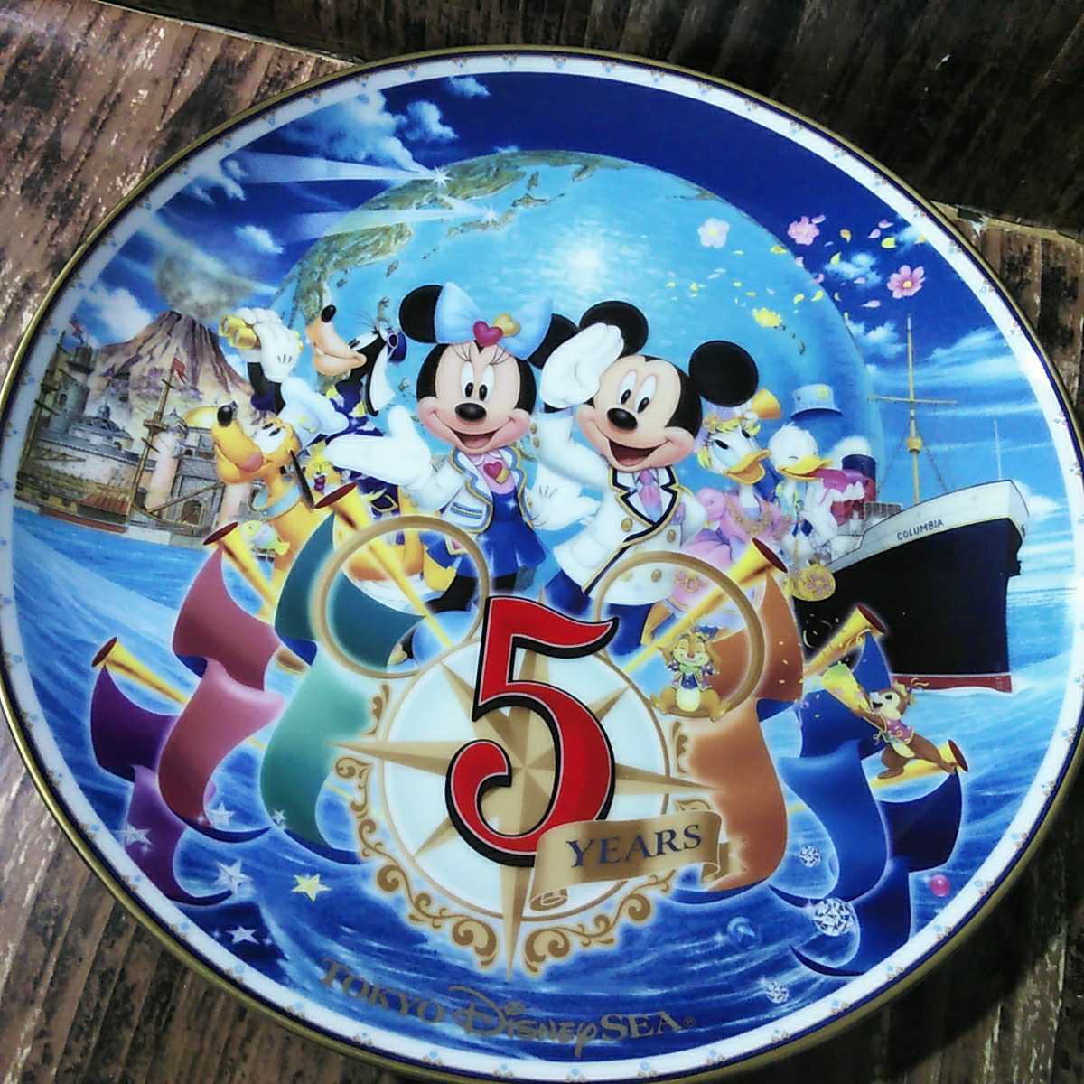 ディズニーシー「5周年 プレート 1枚」絵皿 DisneySea ミッキーマウス