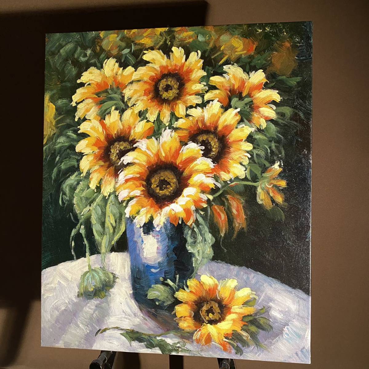 手書き油絵 花瓶のひまわり 絵画 インテリア 油彩画｜Yahoo!フリマ（旧